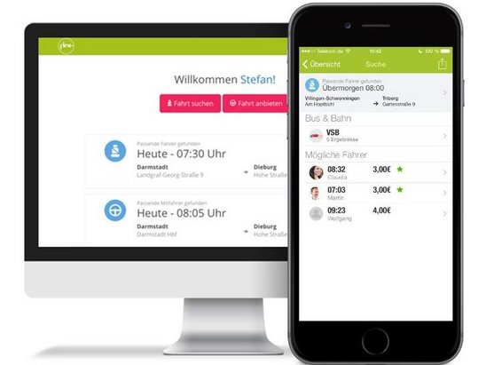 Direkt im GooglePlay und AppStore herunterladen - die App "flinc - Mitfahrgelegenheit"