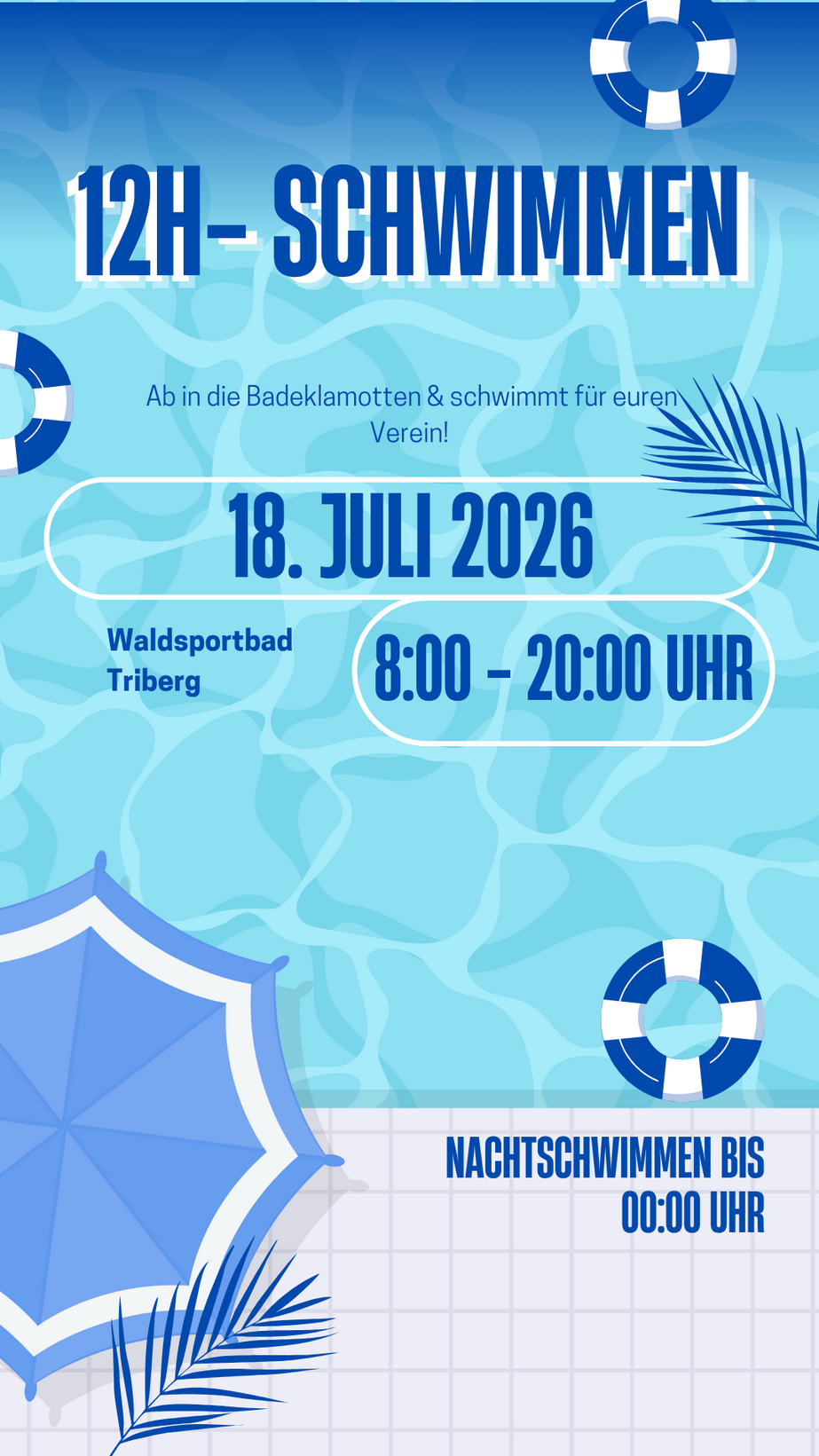 12h Schwimmen Plakat